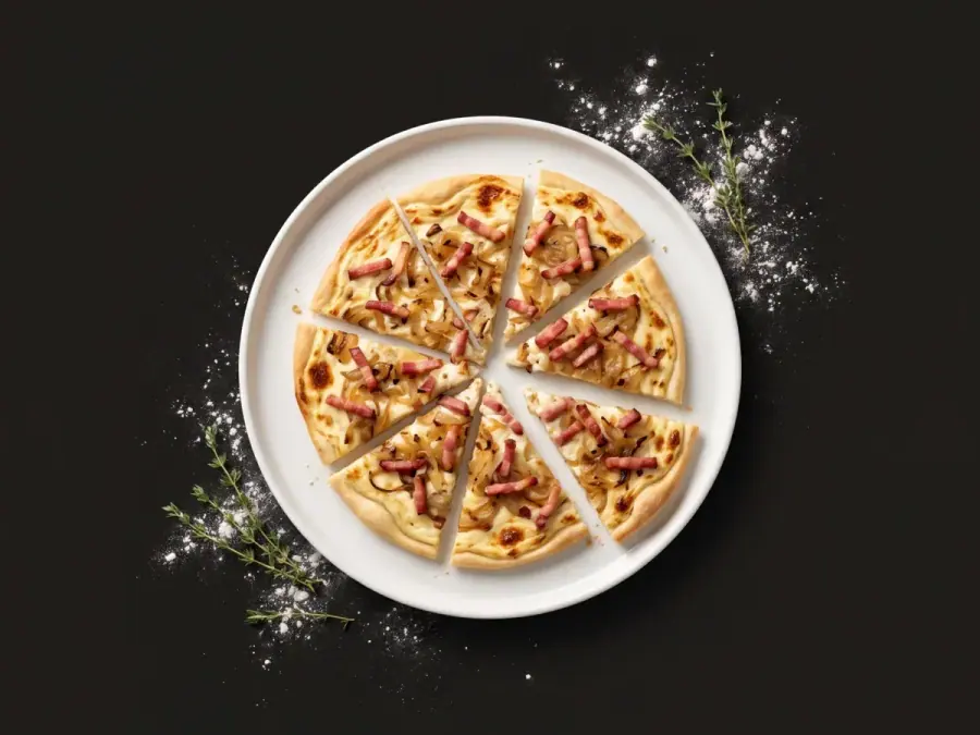 Tarte flamb&eacute;e sortie du four