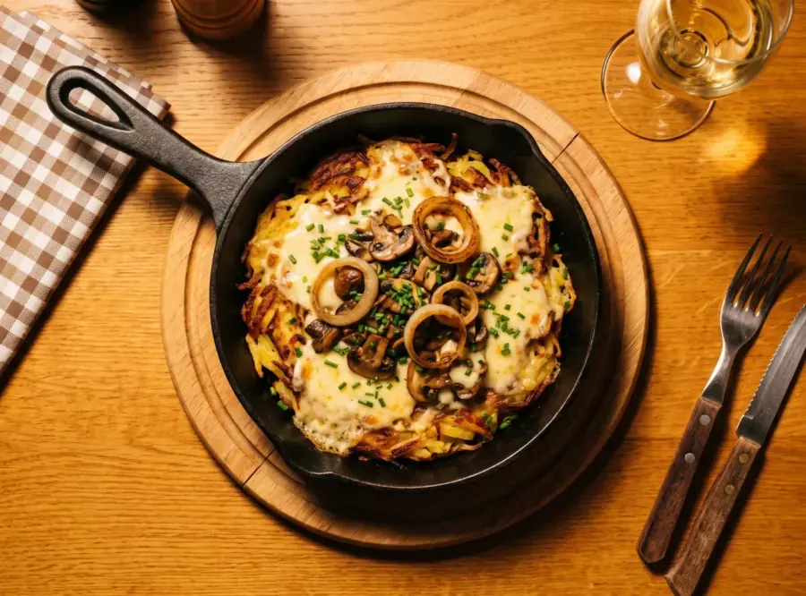 Roesti alsacien servi en cocotte